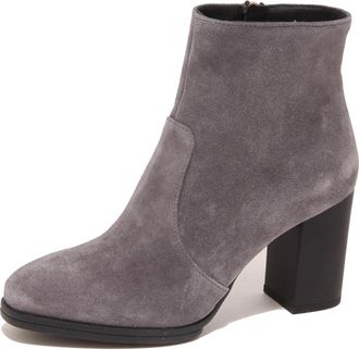 Tod's Italiaanse leren enkellaars - Dames - Laarzen met Hak - Grijs - 35 1/2 EU - Schoenen