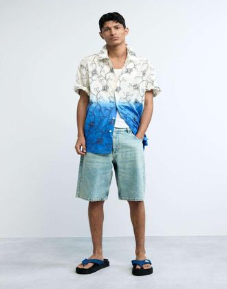 Desigual Camicia bianca ricamata e sfumata-Bianco