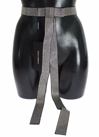 Dolce & Gabbana Zwarte Zijde Kristallen Strik Tailleband Mannen Elegantie