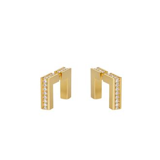 Elisabetta Franchi Oorbellen met strass - Dames - Oorbellen - Geel - ONE Size - Accessoires