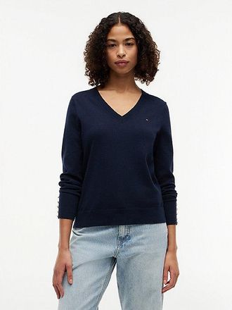 Tommy Hilfiger Jersey de cuello de pico con botones dorados