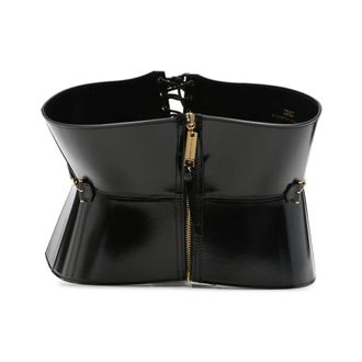 Elisabetta Franchi Accessoires, Dames, Zwart, S, Leer, Logo-Plaque Riem