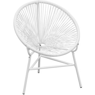 vidaXL Silla Redonda De Cuerdas De Jard&iacute;n Rat&aacute;n Sint&eacute;tico Blanco Vidaxl