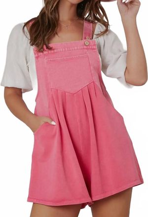 Peach Love California Maddie Cotton Romper In Pink