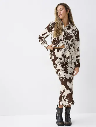 Twik Womens Cow pattern long skirt