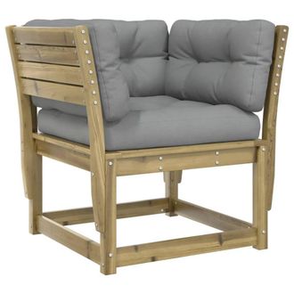 Berkfield Home Garden Sofa Armrest with Cushions Impregnated Wood Pine in Brown
