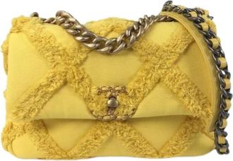 Chanel Pre-owned 19 Flap Schoudertas - Dames - Vintage Schoudertas - Geel - ONE Size - Leer - Vintage