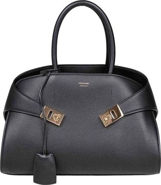 Ferragamo Hug Th M Handbag In Black Leather