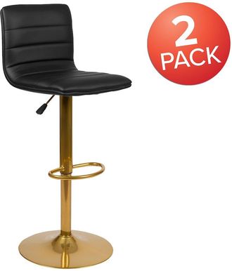 Flash Furniture Black Vinyl Adjustable Bar Stool, Counter Height Swivel Stool, Set of 2