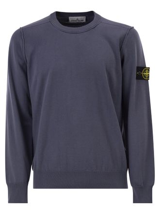Stone Island Crew Neck Jumper With Small Lapel
