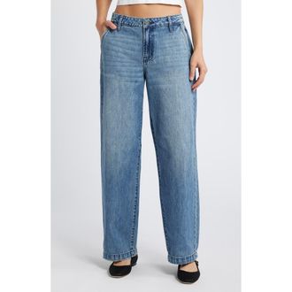 Hidden Jeans Mid Rise Baggy Wide Leg Jeans in Medium Wash at Nordstrom, Size 28