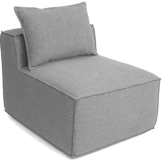 Hhg [NON UTILIZZATO] Poltrona modulare HHG-398, sof&agrave; lounge imbottita parte centrale, Stoffa/tessuto (300g/m&sup2;) 63x75x97cm, grigio chiaro