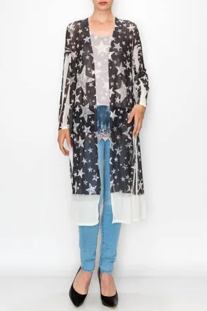 Origami Jewellery Star Long Sleeve Duster In Black White