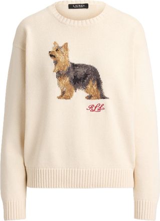 Ralph Lauren Cream Embroidered Knit Sweater