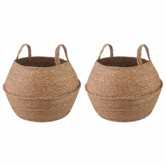 vidaXL Maceta Con Asas 2 Pcs Natural &Oslash; 32 X 32 Cm 100% Hierba Marina Vidaxl