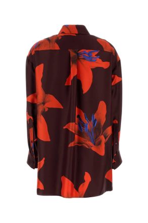 Alexander McQueen 819016qcaly 5131 Burgundy-Firered Exterior: Silk Camicie Shirt