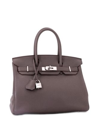 Herm&egrave;s Birkin Handbag Grey Clemence with Palladium Hardware 30 tote bag - women - Calf Leather - One Size
