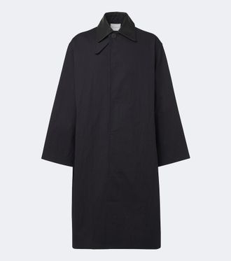 STUDIO NICHOLSON Revere leather-trimmed cotton-blend trench coat