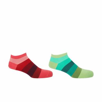 Peper Harow Block Stripe Mens Trainer Socks Bundle - Fire & Earth