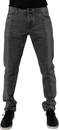 Dolce & Gabbana Mens Two Tone Gray Cotton Denim Jeans Clothing
