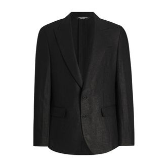 Dolce & Gabbana Single-Breasted Linen Jacket - male - Dolce & Gabbana - Blazers - Black - L - Jackets