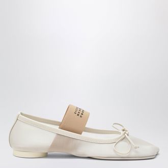 Maison Margiela Ballerine Numeric Anatomic in nylon e pelle bianche sabbia