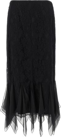 Valentino Garavani Black Cotton Midi Womens Skirt
