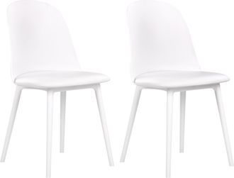 Beliani Beliani - Lote De 2 Sillas De Comedor Minimalistas Acolchadas Sint&eacute;tico En Color Blanco Fomby