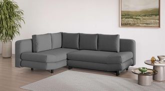 HOME AFFAIRE Ecksofa »LENNARA Schlafsofa mit Bettkasten, Masse B/T/H: 234/179/85 cm« L-Form mit Ottomane rechts/links, mit Wellenunterfederung