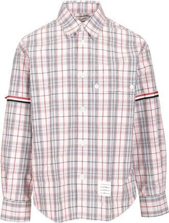 Thom Browne Plaid Check Poplin Armband Oversized Shirt - Heren - Casual Overhemden - Veelkleurig - XL - Katoen - Overhemden