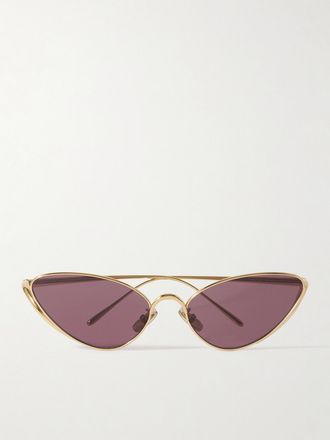 Loewe Occhiali Da Sole In Metallo Dorato Con Montatura Cat-eye - Oro