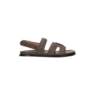 Bibi Lou Flat Sandals, female, Brown, Size: 6 US Raffia-effect Sandal