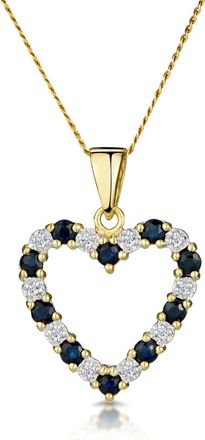 The Diamond Store Sapphire And 0.03CT Diamond Heart Pendant Necklace 9K Yellow Gold