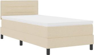 vidaXL Cama Tipo Box Spring Con Colch&oacute;n Crema 100 X 200 Cm Tela Vidaxl