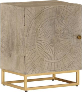 vidaXL Vidaxl - Mesita De Noche Madera Maciza De Mango Y Hierro 40x30x50 Cm