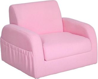 HOMCOM Sill&oacute;n Para Ni&ntilde;os 3 A&ntilde;os Sof&aacute; Transformable Dise&ntilde;o 2 En 1 Cama Infantil Plegable De 2 Posiciones Con Reposabrazos Asiento Ancho Acolchado 47x45x38 Cm