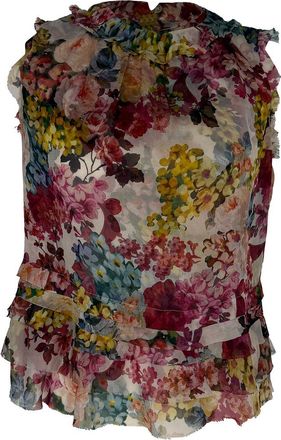 Dolce & Gabbana Ruffled Floral Blouse Top, Size Eu 38 (Authentic Pre-Loved)