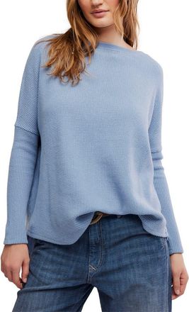 Free People Latte Blue Oversize Thermal Top in Autumn Sky at Nordstrom, Size X-Small