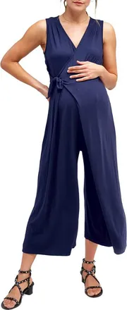 Nom Maternity Francesca Maternity & Nursing Cropped Jumpsuit in Dark Navy at Nordstrom, Size X-Small