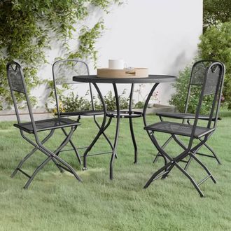 Berkfield Home 5 Piece Garden Dining Set Expanded Metal Mesh Anthracite in Black