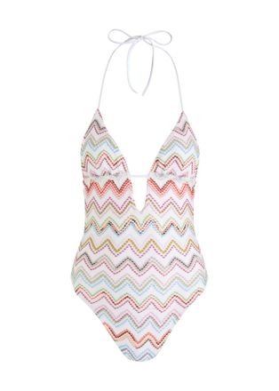 Missoni Zigzag Intarsia Metallic-knit Swimsuit - Multicoloured - 46 (UK16 / XL)
