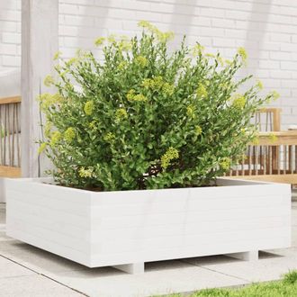 Berkfield Home Garden Planter White 80x80x26.5 cm Solid Wood Pine