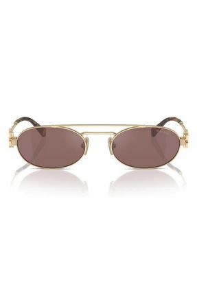 Miu Miu 53mm Oval Sunglasses in Pale Gold /Brown Silver at Nordstrom