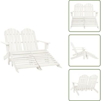 vidaXL The Living Store Sedia da Giardino a 2 Posti con Pouf in Legno di Abete Bianca - Sedia Adirondack