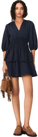 Maje Ruffle and rhinestone dress in Navy at Nordstrom, Size 40 Eu