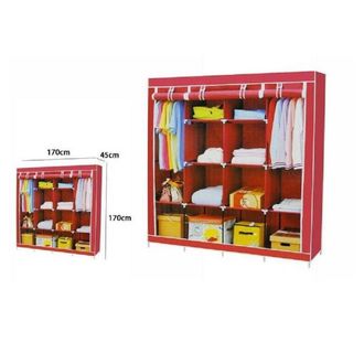 Trade Shop Trade Shop - Armadio Guardaroba Tessuto Appendiabiti Acciaio Smontabile Abiti 4 Ante