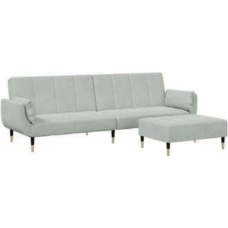 vidaXL Sof&aacute; Cama De 2 Plazas Con Taburete Terciopelo Gris Claro Vidaxl
