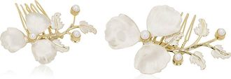 Brides & Hairpins Gabi Set of 2 Imitation Pearl Hair Pins in Gold at Nordstrom