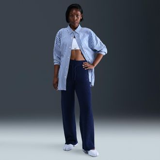 Nike Womens Nike Sportswear Phoenix Cozy Boucl&eacute; Slim Knit Pants in Blue | HV2766-410