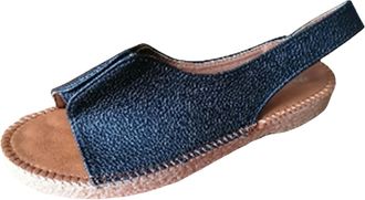 Generic Summer Womens Flat Sandals with Buckle Patchwork Design Casual Lightweight Large Size Footwear for Everyday Comfort (Black, 6.5)